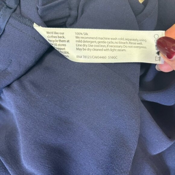 Eileen Fisher Woman Navy 100% Silk Georgette Crepe Slouchy Ankle Pants Size XXS - Picture 4 of 7